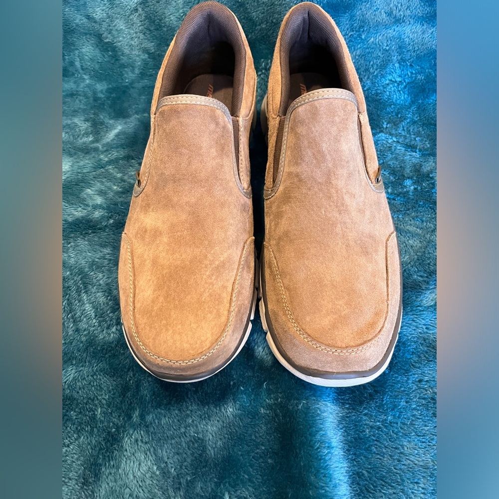 Mens brown suede slip on shoes